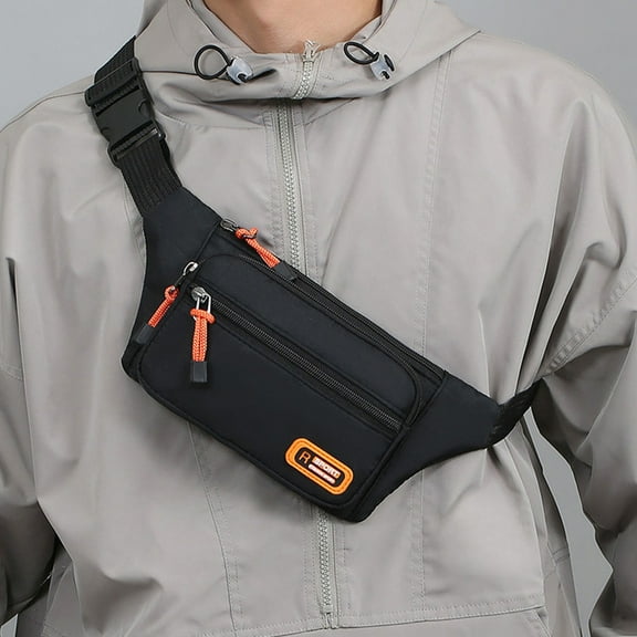 Tgbvmt Men's Chest Bag Adjustable Waist Shoulder Messenger Bag Waterproof No Pilling Multi-Compartment Lightweight Bag with Headphone Jack for Outdoor Sports Travel Daily Boyfriend Gift Zipper Bag