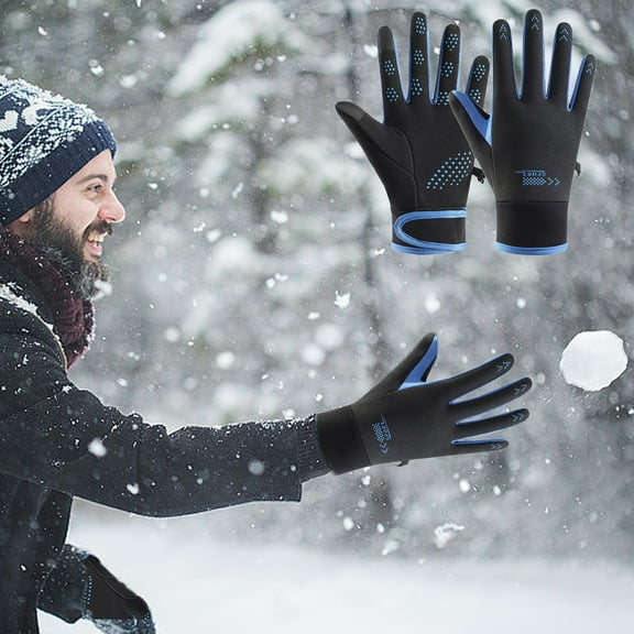 Tgbvmt Men's Winter Touchscreen Gloves Polyester Waterproof Windproof Non-Slip Warm Wear-Resistant for Driving Cycling Camping Hiking Cold Weather Outdoor Activities Lightweight Durable