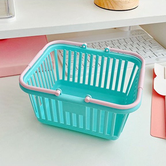 Tgbvmt Mini Desktop Storage Basket for Stationery, Toiletries & Cosmetics, Handheld Organizer with Stacking Design, Space-Saving Plastic Storage Basket for Dorms & Offices