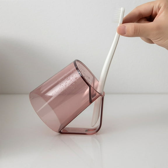 Tgbvmt Mouthwash Cup with Toothbrush Holder, Inverted Drainage Design, Plastic Cup for Brushing and Drinking, Available in Pink Green, Transparent, Household Toothbrush Storage with Ergonomic Handle