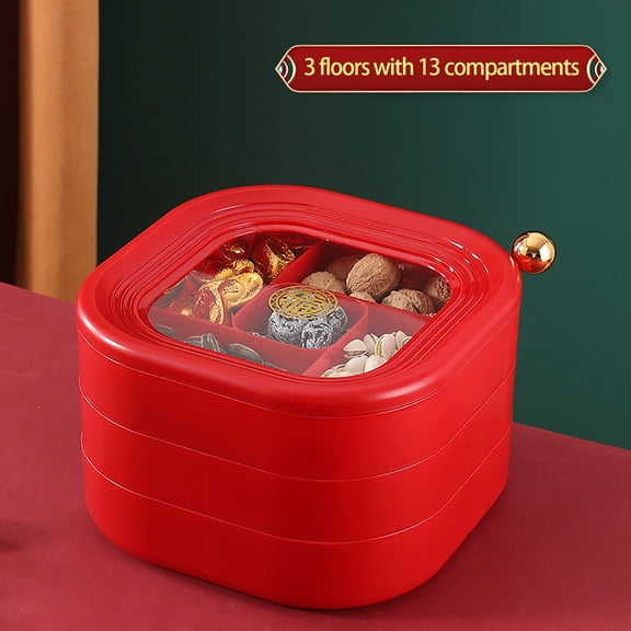 Tgbvmt Multi Layer Candy Box With Compartments Divided Snack Dried Fruit Platter Stackable Plastic Sealed Fresh Keeping Space Saving For Home Living Room Kitchen Party Festival Holiday Gathering