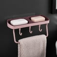 thumbnail image 1 of Tgbvmt Multifunctional Bathroom Soap Dispenser Rack Wall Mounted No Drill Plastic Storage Rack with Towel Hook Soap Holder for Dormitory Kitchen Toiletries Loofahs Bathroom Organizer Home Decor, 1 of 6