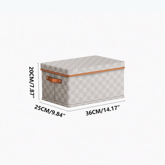 Tgbvmt Non-Woven Fabric Checkered Storage Box Foldable Stackable Breathable Clothes Toy Organizing Box with Cover Space Saving Home Bedroom Closet Under Bed Storage Basket Multifunctional