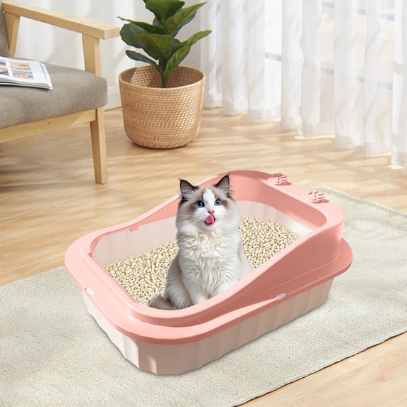 Tgbvmt Oversized Semi-Enclosed Cat Litter Box With Tray & Scoop Plastic Odor-Proof High Side Anti-Spill Litter Pan For Large Obese Kittens Adult Cats Multi-Color Pet Litter Box Supplies Decor Favors
