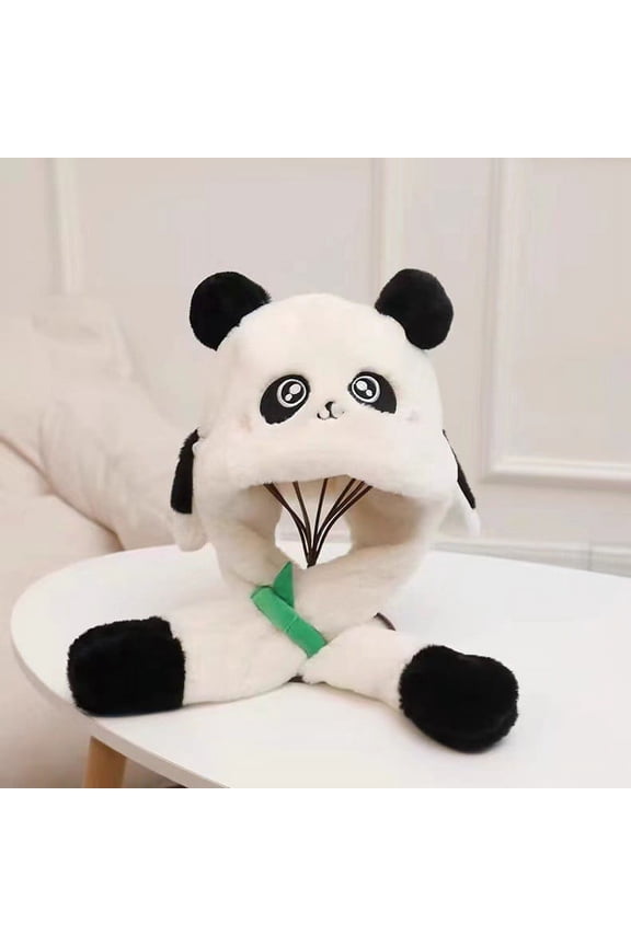 Panda Ear Winter Hat Adjustable Plush Ear Protection Cap 7.9-9.8in Cute Warm Headgear for Cold Weather Outdoor Activities Daily Wear Fashionable Soft Comfort Winter Accessories