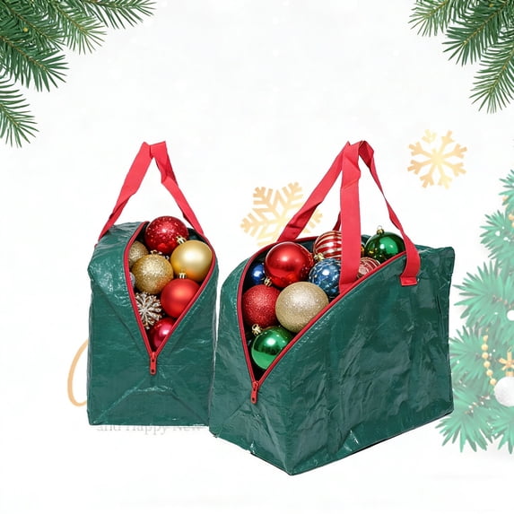 Tgbvmt Portable Holiday Decoration Ornament Storage Bag Large Capacity 600D Cloth Protection Organizer For Christmas Bulbs Festive Decorations Tangled Free Off Season Storage Home Holiday Decor Bags