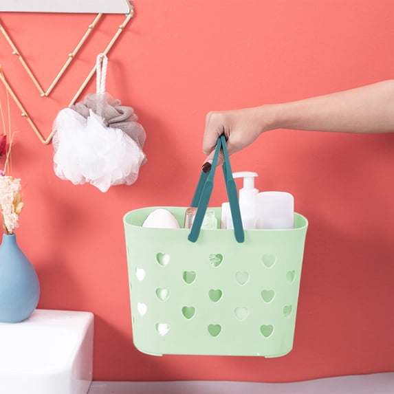 Tgbvmt Portable Shower Tote Organizer PP Plastic Storage Basket with Quick Drainage Handles for Bathroom Cleaning Supplies Shower Gel Towels Kitchen Fruit Vegetables Dorm Home Storage