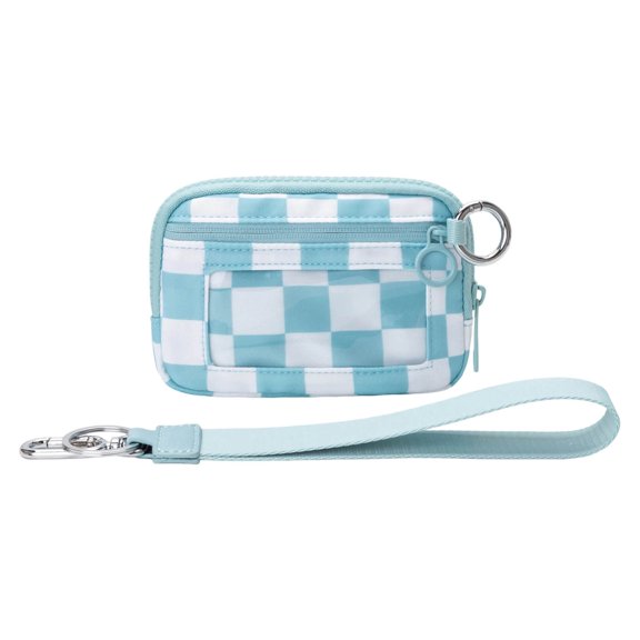 Tgbvmt Portable Waterproof Wristlet Pouch with Clear Card Slot - Plaid Series, Stylish Plaid Design, Secure Storage for ID Credit Cards and Essentials, Convenient Wrist Strap for Hands-Free Carrying