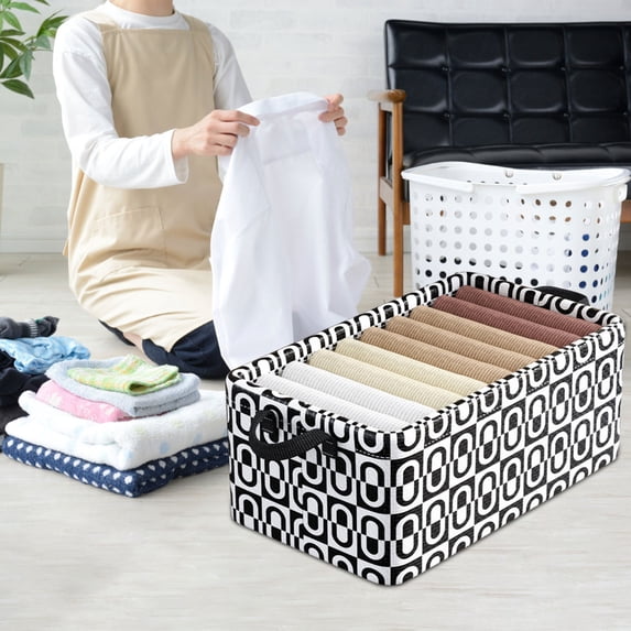 Tgbvmt Printed Woven Storage Basket Large Capacity Multi-functional with Handles for Home Office Travel Clothes Blanket Books Toys Snacks Cosmetics Organizer Stylish Durable Fabric Variety of Colors
