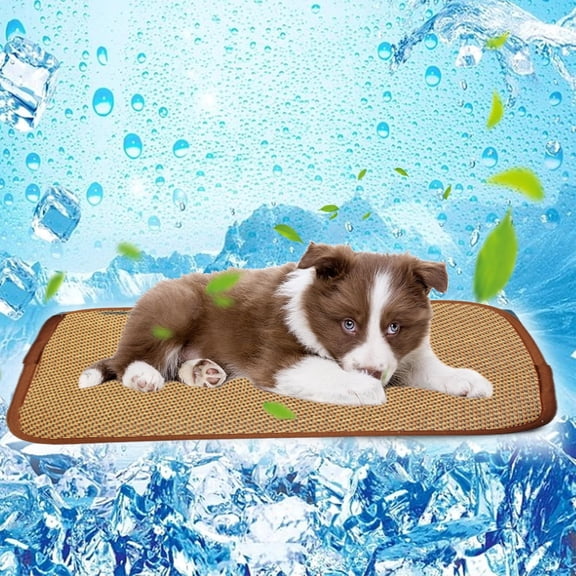 Tgbvmt Rattan Pet Cooling Mat Self-Heating Pet Pad for Dogs and Cats Non-Slip Wear-Resistant Portable Washable Pet Cushion for Summer Cooling Ideal for Pets in Kennels or on Floors
