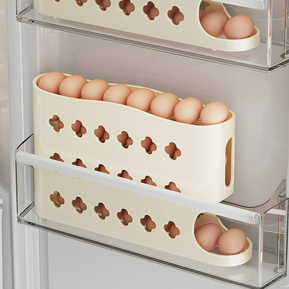 Tgbvmt Refrigerator Egg Storage Box Stackable Anti-Collision Space Saving Egg Tray for Kitchen Refrigerator Side Door Dorm RV Camping Food Storage Organizer Large Capacity 30-Egg Holder Essentials