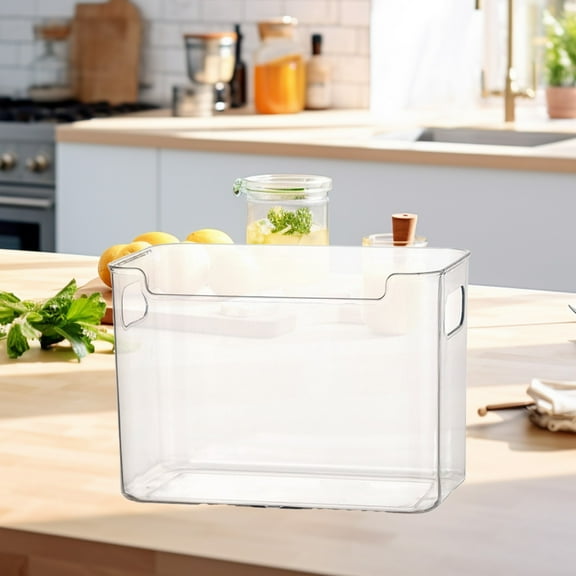 Tgbvmt Refrigerator Side Door Storage Box Food Grade Transparent Organizer Compact Space-Saving Handles Design for Fruit Vegetable Condiments Snack Household Classification Preservation Freezer-Safe