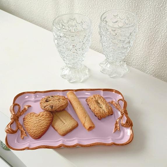 Tgbvmt Resin Dessert Tray Storage Tray with Bowknot, Multifunctional Jewelry and Sundries Organizer, Vintage Design for Home, Bathroom, and Office, Stylish Decorative Storage for Small Accessories