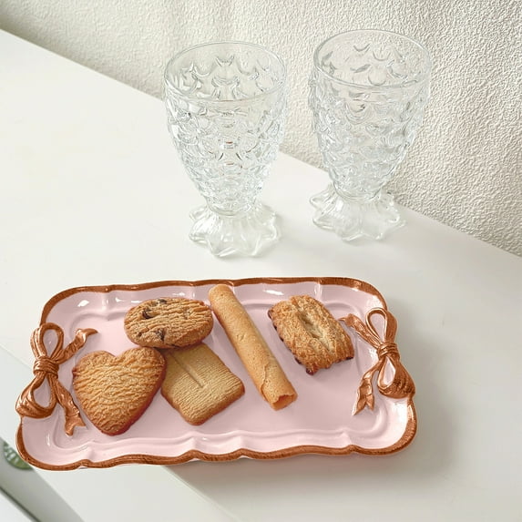 Tgbvmt Resin Dessert Tray Storage Tray with Bowknot, Multifunctional Jewelry and Sundries Organizer, Vintage Design for Home, Bathroom, and Office, Stylish Decorative Storage for Small Accessories