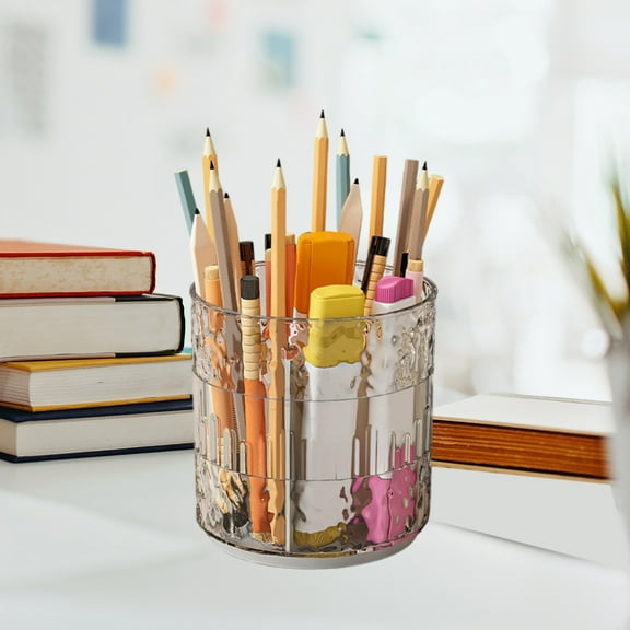 Tgbvmt Rotary Pen Tube Multifunctional Desktop Organizer Large Capacity Thickened Stationery Holder 360 Degree Rotating Detachable Modular Compartments for Pens Pencils Scissors Makeup Office Study