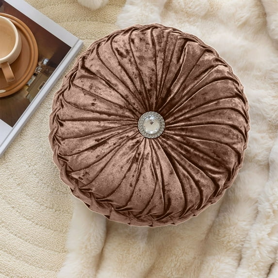 Tgbvmt Round Ice Flower Velvet Pillow 14x14in Soft Decorative Cushion, Comfortable Sofa Futon Window Seat Pumpkin Shaped Accent Pillow Adds Color Energy Living Room Bedroom Hotel Holiday Home Decor