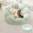 thumbnail image 1 of Tgbvmt Rounded Petals Calming Cat Dog Bed Luxurious Faux Fur Cushion Bed Soft Sponge Filling Non-Slip PVC Bottom For Small Medium Pets Indoor Rest Sleep Anxiety Relief Pet Supplies Decor Favors, 1 of 6