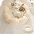 thumbnail image 1 of Tgbvmt Rounded Petals Calming Cat Dog Bed Luxurious Faux Fur Cushion Bed Soft Sponge Filling Non-Slip PVC Bottom For Small Medium Pets Indoor Rest Sleep Anxiety Relief Pet Supplies Decor Favors, 1 of 6