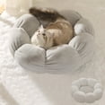 thumbnail image 1 of Tgbvmt Rounded Petals Calming Cat Dog Bed Luxurious Faux Fur Cushion Bed Soft Sponge Filling Non-Slip PVC Bottom For Small Medium Pets Indoor Rest Sleep Anxiety Relief Pet Supplies Decor Favors, 1 of 6