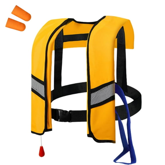 Tgbvmt Self-Inflating Adult Life Jacket Automatic Inflation System High Visibility Reflective Strips Adjustable Straps Soft Lining for Rafting Boating Fishing Surfing Kayaking Outdoor Water Activity