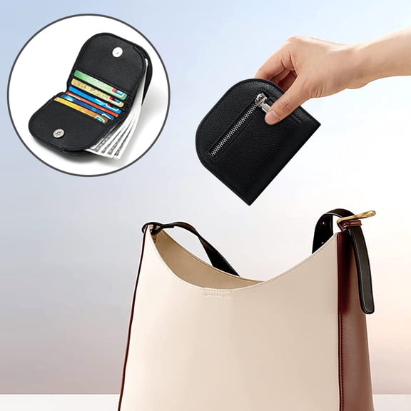 Tgbvmt Semicircle Mini Women’s Solid Color Coin Purse High-End Leather Multi-Slot Card Holder Secure Lock Clasp Compact Lightweight Stylish Everyday Accessory for Student Adult Multiple Solid Colors