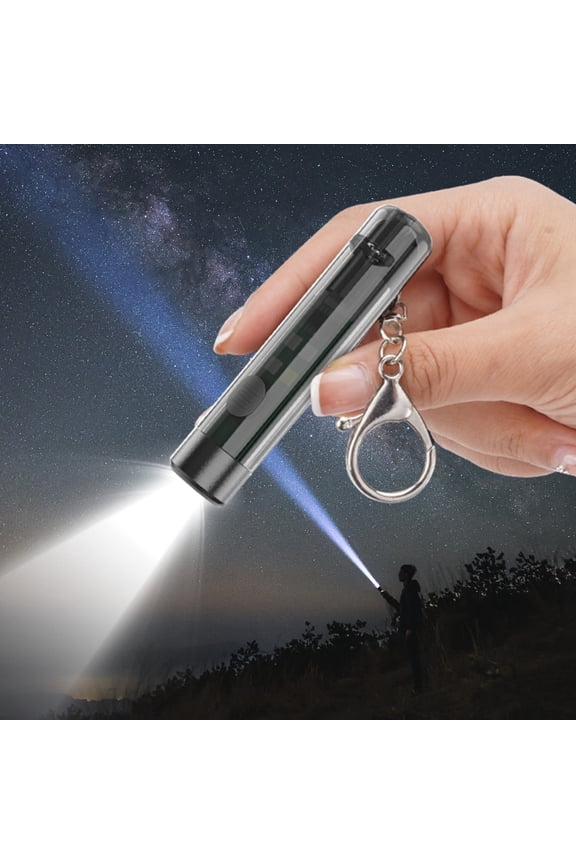 Small Mini Flashlight Keychain Light High Brightness USB Rechargeable 7 Modes 360°Rotation Emergency Whistle ABS Material IPX6 Waterproof Camping Work Light for Outdoor Activity Home Emergency