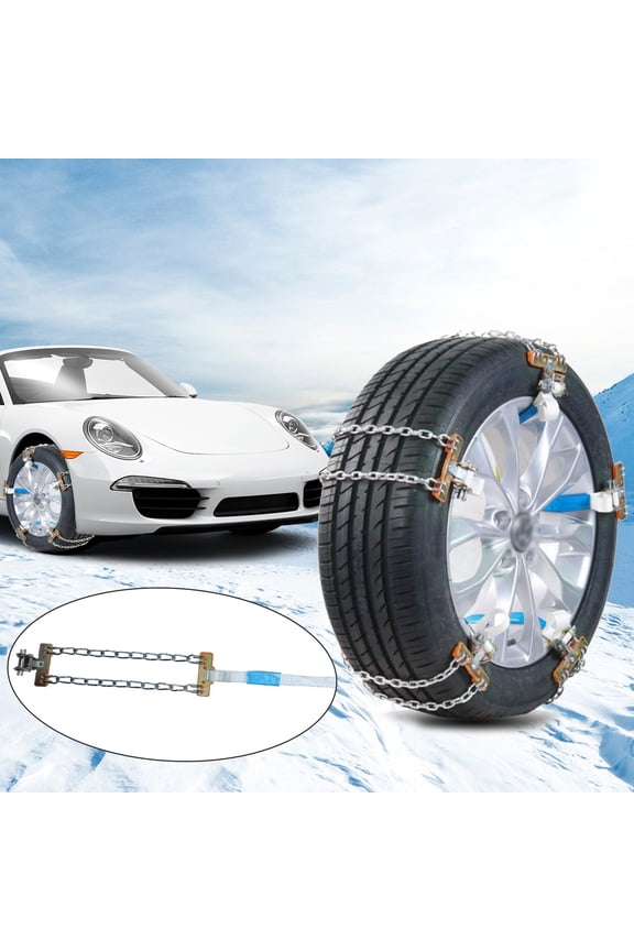 Snow Chains for Car Tires, Anti-Slip Tire Chains for SUVs and Pickup Trucks, Universal Fit for Tire Widths 235mm-265mm, Heavy Duty for Snow, Ice, and Harsh Weather