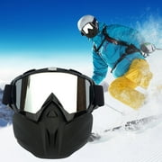 Tgbvmt Snow Goggles Motorcycle Helmet Mask 3-in-1 Windproof Anti-Fog UV Protection Removable Face Mask TPU+PC Material Soft Foam Padding Adjustable Strap for Skiing Riding Winter Outdoor Cold Weather