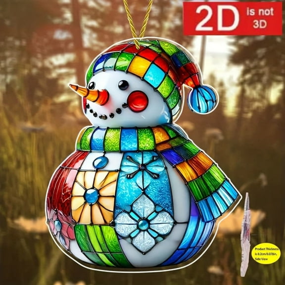 Tgbvmt Snowman Christmas Acrylic Flat Hanging Ornament, In/Outdoor Holiday Decor Transparent Window Hanging Decoration, Porch Glass Door, Festive Party Decorations, Xmas Tree Accent, Holiday Display