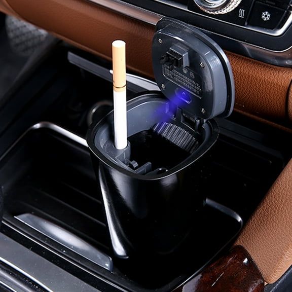 Tgbvmt Solar Car Ashtray, Multifunctional Universal Design with LED Light, Portable Ashtray for Car Interior, Solar Powered, Stylish and Practical for Smokers and Car Owners