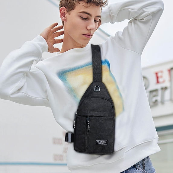 Tgbvmt Strap Bag Crossbody Backpack with Headphone Hole for Hiking Travel Adjustable Sling Backpack with Multiple Compartments Lightweight Oxford Cloth Design for Outdoor Sports and Casual Day Use