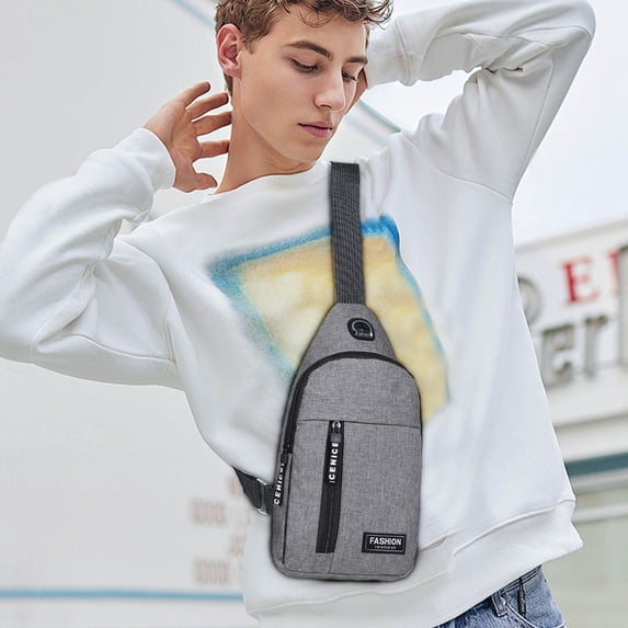 Tgbvmt Strap Bag Crossbody Backpack with Headphone Hole for Hiking Travel Adjustable Sling Backpack with Multiple Compartments Lightweight Oxford Cloth Design for Outdoor Sports and Casual Day Use