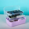 thumbnail image 1 of Tgbvmt Three-Layer Folding Storage Box, Portable Toolbox for Cosmetics Art Supplies Nail Storage Flexible Capacity, Transparent Design, Space-Saving, Lockable, Durable Plastic for Home or Office Use, 1 of 6