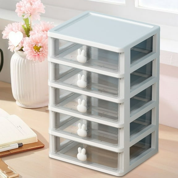 Tgbvmt Transparent Desktop Storage Box, Drawer Style Organizer for Cosmetics, Jewelry, and Stationery, Multifunctional Sorting Box for Student Desk Office Use, Clear Plastic with Stacking Function