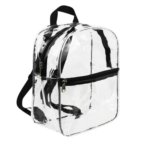 Tgbvmt Transparent Mini Backpack Stadium Approved PVC Clear Backpack Adjustable Shoulder Strap Lightweight Durable Student Backpack for School Travel Security Checkpoint Daily Use Easy Clean
