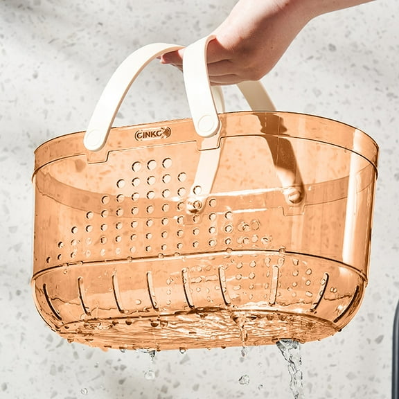 Tgbvmt Transparent Shower Caddy Tote Basket Portable Bath Storage Basket with Drainage Holes Comfortable Handle for Dorm Bathroom Shower Travel Gym Toiletries Storage Organization Solution