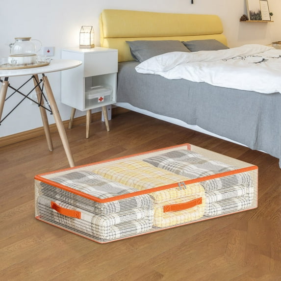 Tgbvmt Underbed Storage Bags, Large Flat Clothes Organizer for Bedroom, Transparent PVC Storage Boxes for Bedding, Seasonal Clothing & Shoes, Foldable Space-Saving Storage Solutions