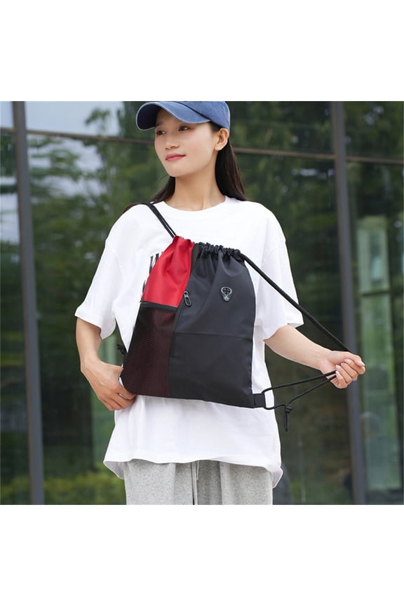 Unisex Polyester Drawstring Backpack Lightweight Durable Water-Resistant Spacious Secure Closure Double Shoulder Straps for Outdoor Sport Gym School Travel Beach Picnic Casual Day Trip Errand