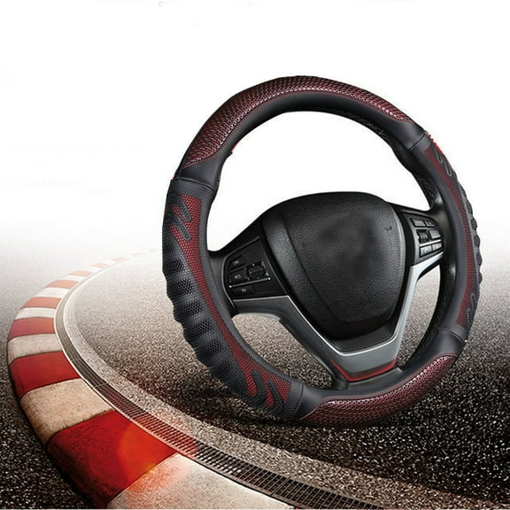 Tgbvmt Universal No-Slip Breathable Leather Car Steering Wheel Cover Stylish Honeycomb Design for Comfortable All-Season Driving Fits Diameter Steering Wheels for Safe Comfortable Driving Experience