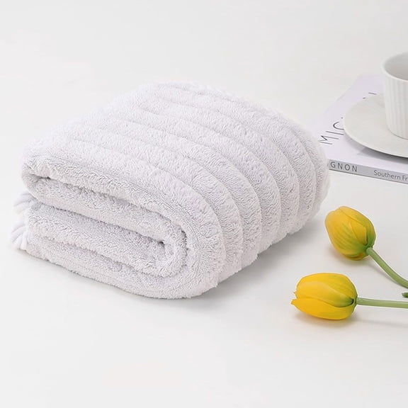 Tgbvmt Vertical Striped Velvet Towel Soft Absorbent Bath Face Hand Towel Quick Dry Washable Couple Towel Thick Plush Edged Design Comfortable Home Bathroom Gym Travel Essential
