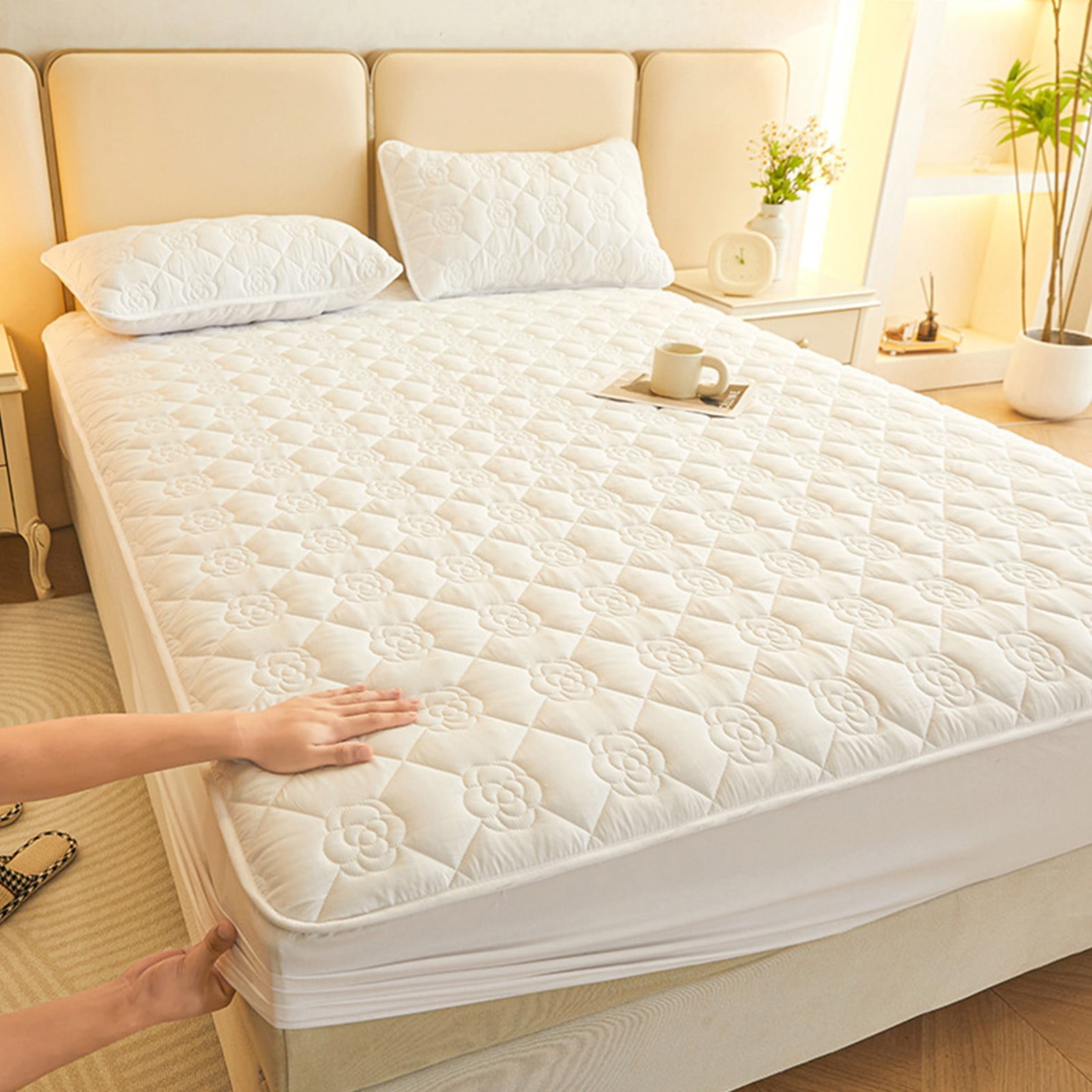 Tgbvmt Waterproof Fitted Bed Sheet Soft Polyester Mattress Protector 180x200cm Breathable Washable Bed Cover for Home Hotel Dormitory Bedroom Comfort Ideal for All Seasons and Daily Use