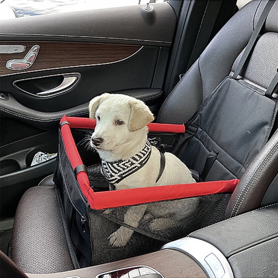 Tgbvmt Waterproof Pet Car Booster Seat Non-Slip Belt Fixed Oxford Cloth PVC Mesh Back Seat Protection Easy Install Foldable Pet Seat For Small Cats Dogs Under 15Lbs Car Ride Travel Favors
