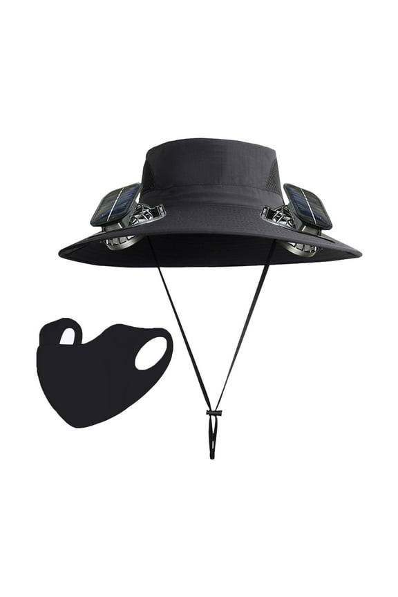 Wide Brim Solar Fan Fishing Hat 3-Speed Adjustable 800mAh Dual USB/Solar Charge Breathable Mesh Sun Protection for Camping Hiking Gardening Farming Cycling Outdoor Summer Activities Men