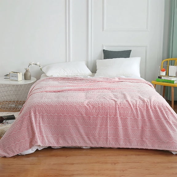 27.55×39.37in Winter Double Layer Raschel Blanket Soft Thick Warm Striped Blanket Ultimate Blanket Lightweight Cozy Throw Blanket for Bed Sofa Living Room Nap Rest Winter Cold Weather Use Decor