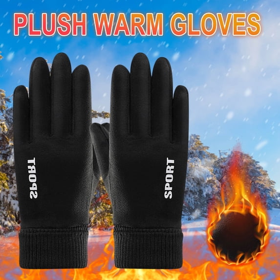 Tgbvmt Winter Warm Gloves for Men, 9.1x3.7 Inches Fleece Lined Windproof Gloves, Ski, Cycling, Outdoor Sports, Hiking, Running, Thermal Insulation, Soft & Comfortable Warm Gloves