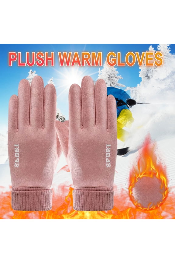 Winter Warm Gloves for Women Fleece Lined Thickened Diving Cloth Windproof Water-Resistant Heat-Insulating Soft Comfortable Touchscreen Compatible for Cycling Skiing Hiking Run Outdoor Sports