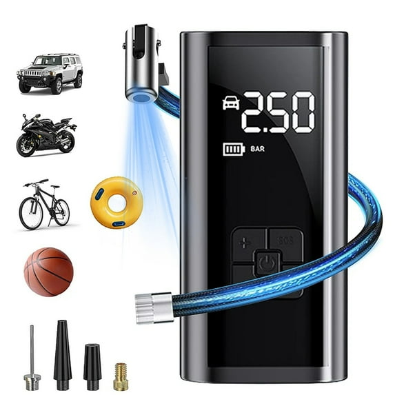 Tgbvmt Wireless Car Inflatable Pump Tire Filling Device with Portable Lighting and Digital Display Airflow Rate for Efficient Tire Pressurization, Quick Deflation Function for Safe Travel