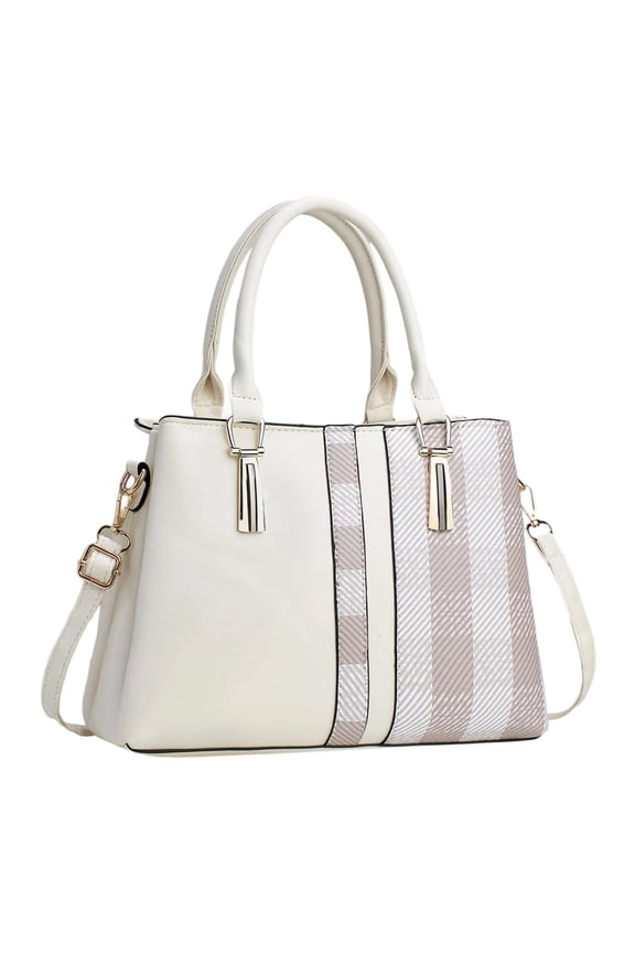 Women's Leather Patchwork Multi-Layer Crossbody Bag Elegant Handbag with Adjustable Strap Spacious Compartments for Work Travel Daily Use Stylish Design for Organizing Essentials