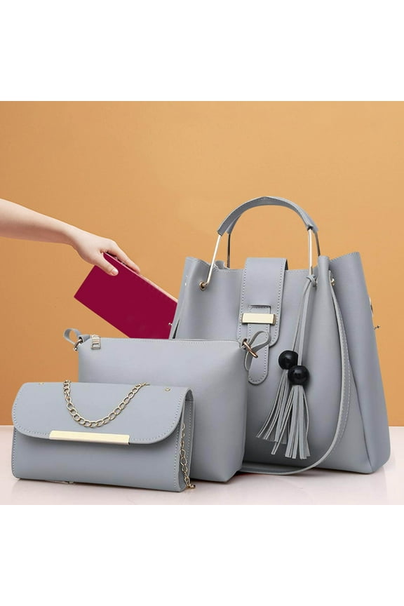 Women's Purse and Handbag Set, 3-Piece Leather Tote, Crossbody, Satchel, Stylish Large Capacity Shoulder Bag Set for Daily Use, Work, Travel, Shopping, Date, and Gift for Women