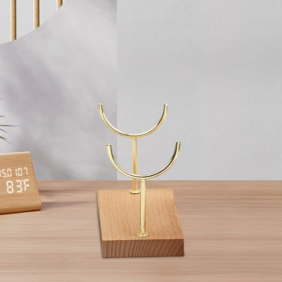 Tgbvmt Wooden Bracelet Display Stand Jewelry Pendant Holder Double Fork Bracket Base Adjustable Two Hole Placement Retail Display Craft Organizer Tabletop Showcase Market Party Favors Decor
